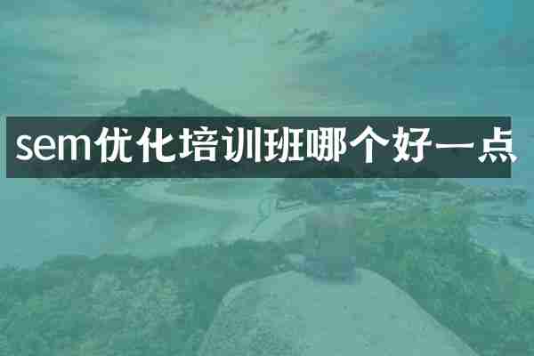 sem优化培训班哪个好一点