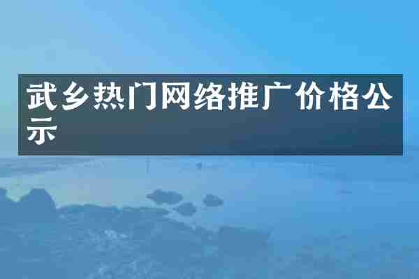 武乡热门网络推广价格公示