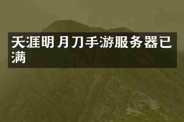 天涯明月刀手游服务器已满