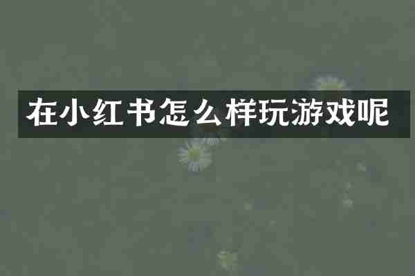 在小红书怎么样玩游戏呢