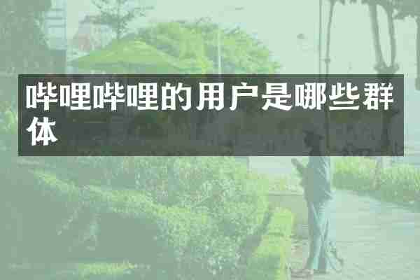 哔哩哔哩的用户是哪些群体