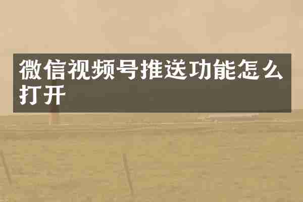 微信视频号推送功能怎么打开