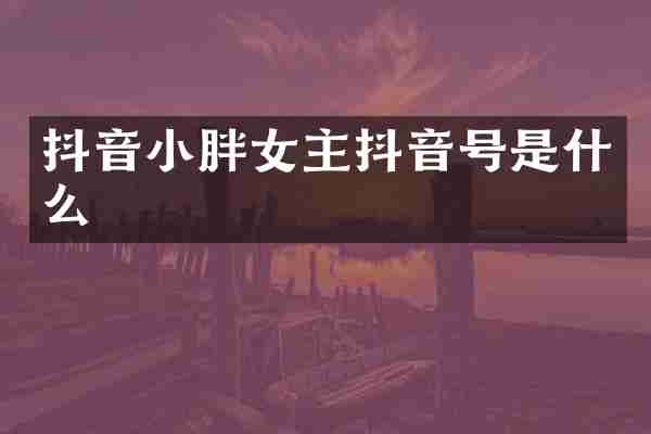 抖音小胖女主抖音号是什么