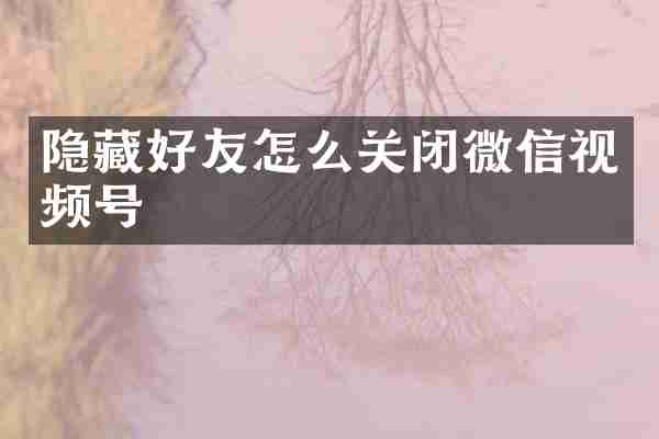 隐藏好友怎么关闭微信视频号