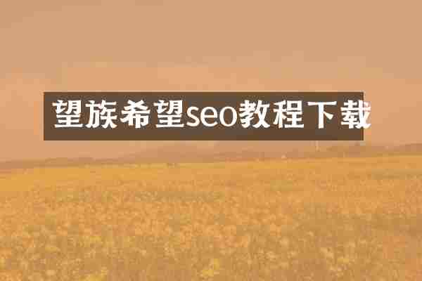 望族希望seo教程下载