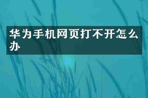 华为手机网页打不开怎么办