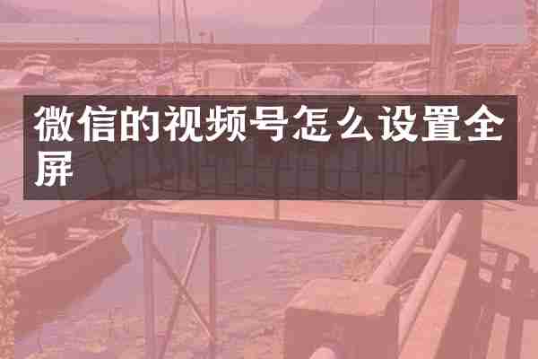 微信的视频号怎么设置全屏