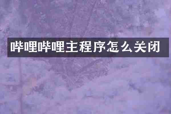 哔哩哔哩主程序怎么关闭