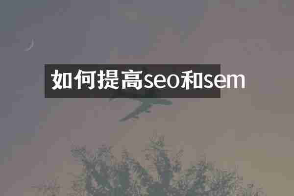 如何提高seo和sem