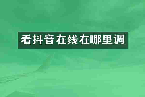 看抖音在线在哪里调