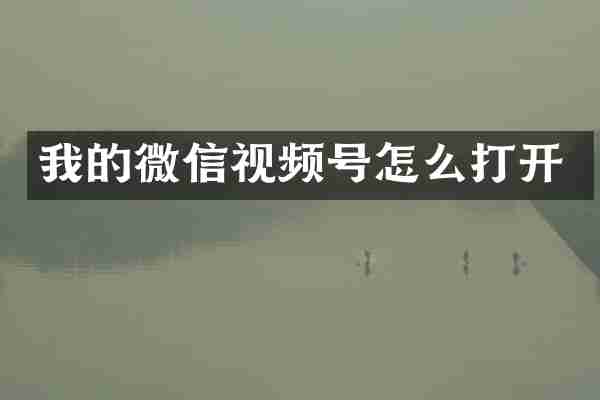 我的微信视频号怎么打开