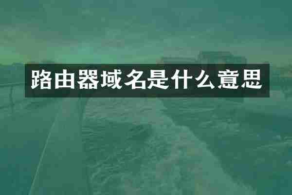 路由器域名是什么意思
