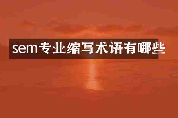 sem专业缩写术语有哪些