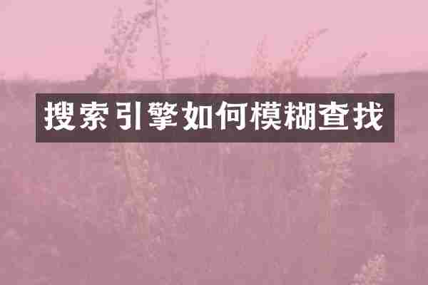 搜索引擎如何模糊查找