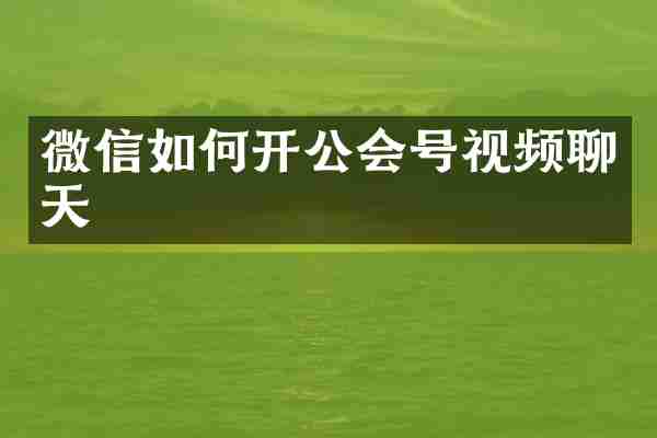 微信如何开公会号视频聊天