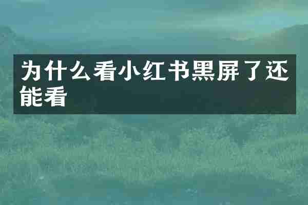 为什么看小红书黑屏了还能看