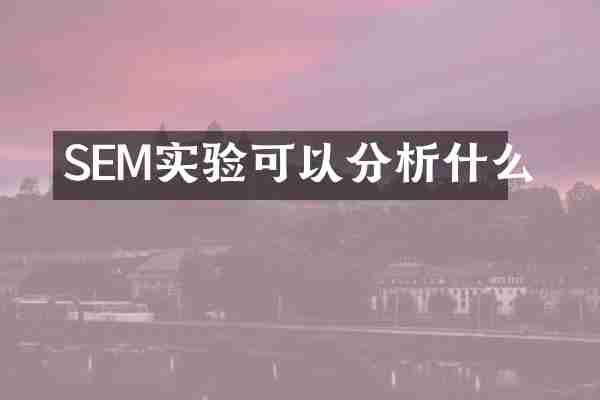 SEM实验可以分析什么