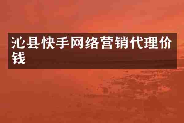 沁县快手网络营销代理价钱