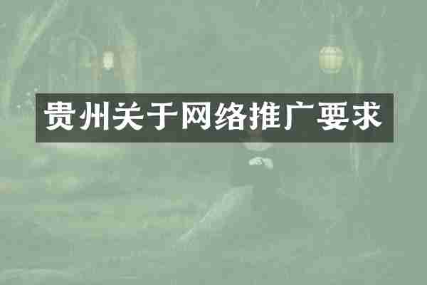 贵州关于网络推广要求