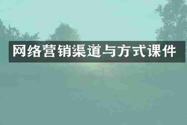 网络营销渠道与方式课件