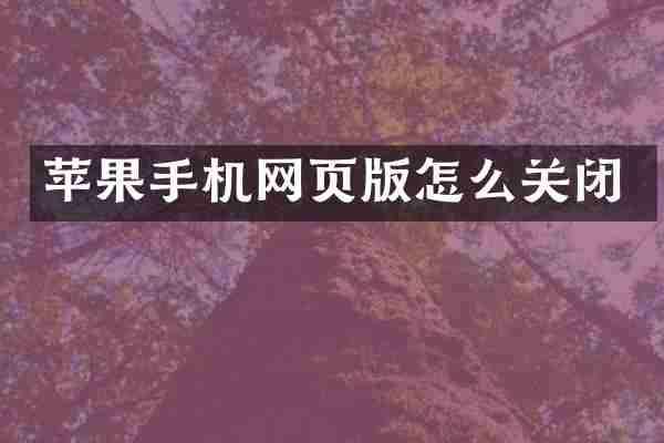 苹果手机网页版怎么关闭