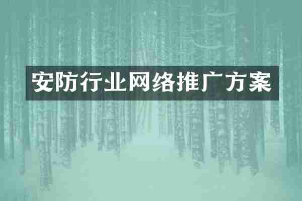 安防行业网络推广方案