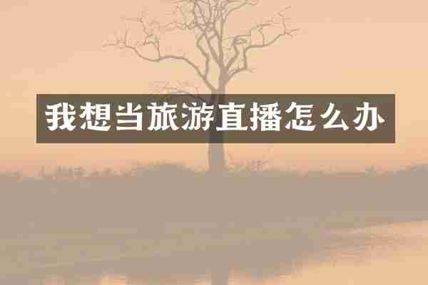 我想当旅游直播怎么办