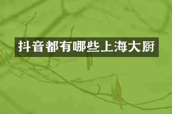 抖音都有哪些上海大厨