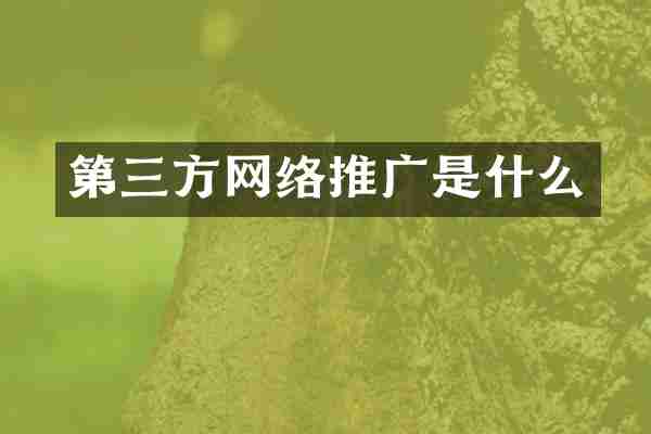 第三方网络推广是什么