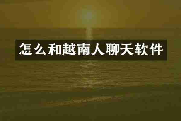 怎么和越南人聊天软件