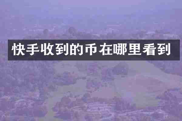 快手收到的币在哪里看到