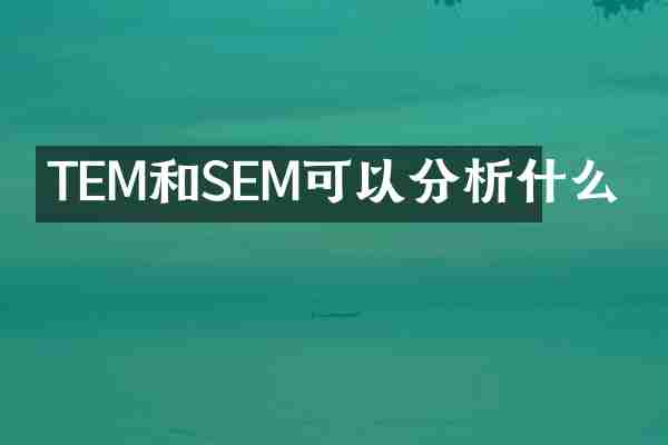 TEM和SEM可以分析什么