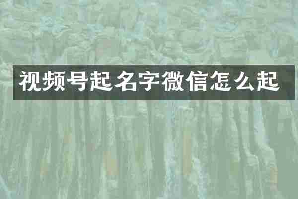 视频号起名字微信怎么起