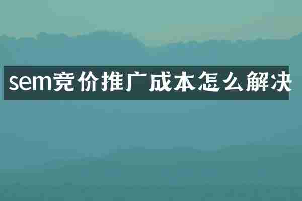 sem竞价推广成本怎么解决