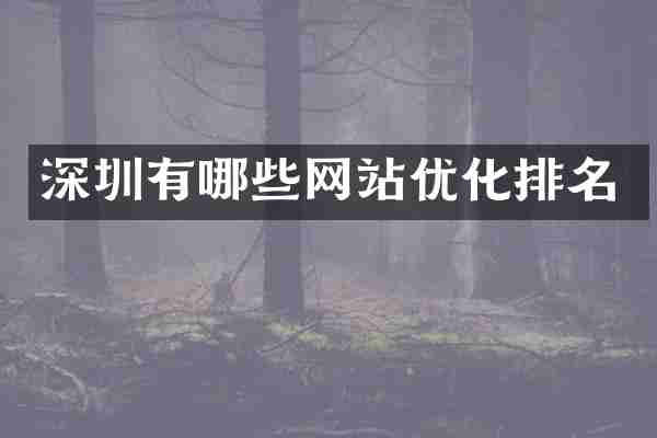 深圳有哪些网站优化排名