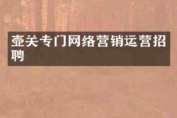 壶关专门网络营销运营招聘