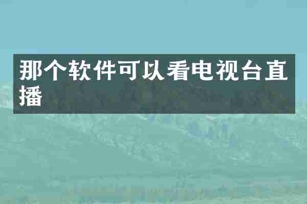 那个软件可以看电视台直播