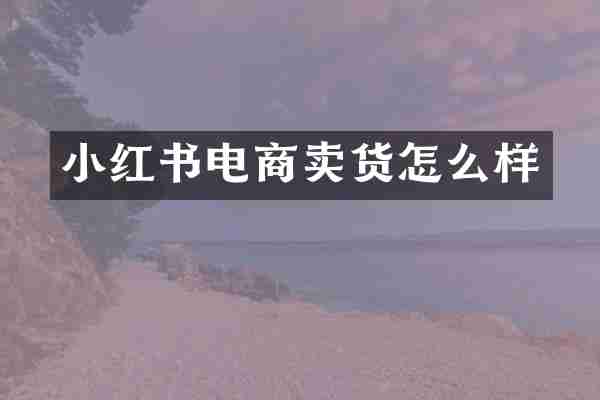 小红书电商卖货怎么样
