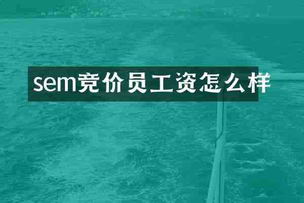 sem竞价员工资怎么样