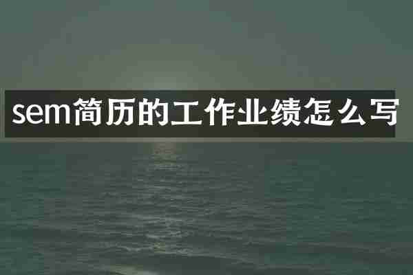 sem简历的工作业绩怎么写