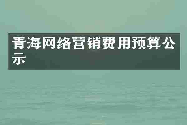 青海网络营销费用预算公示