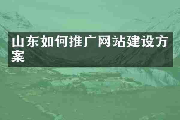山东如何推广网站建设方案