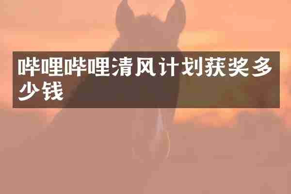 哔哩哔哩清风计划获奖多少钱
