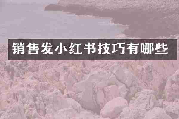 销售发小红书技巧有哪些