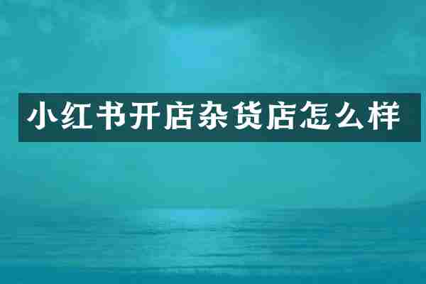 小红书开店杂货店怎么样