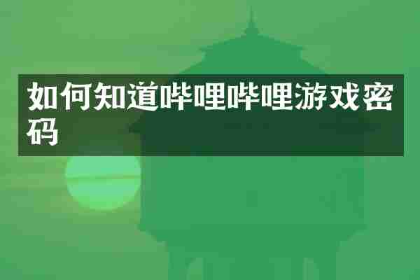 如何知道哔哩哔哩游戏密码