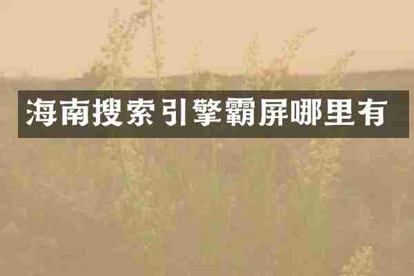 海南搜索引擎霸屏哪里有