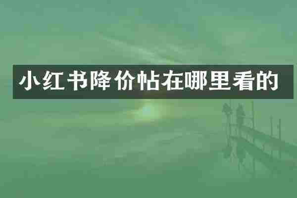 小红书降价帖在哪里看的