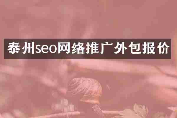泰州seo网络推广外包报价
