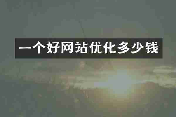 一个好网站优化多少钱